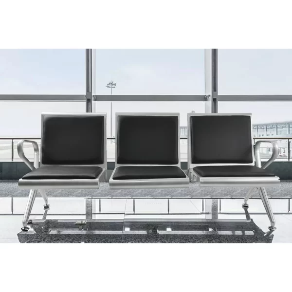 Heavy-duty 3-link padded office bench - Image 2