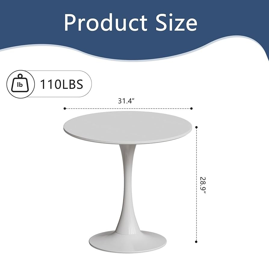 White Round MDF Dining Table - Image 7