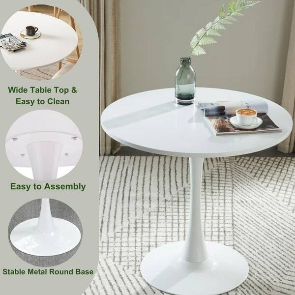 White Round MDF Dining Table - Image 10