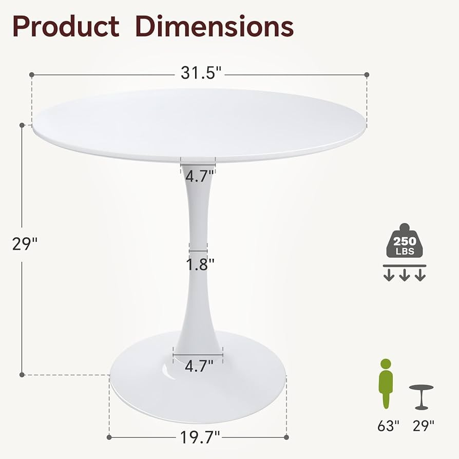 White Round MDF Dining Table - Image 2