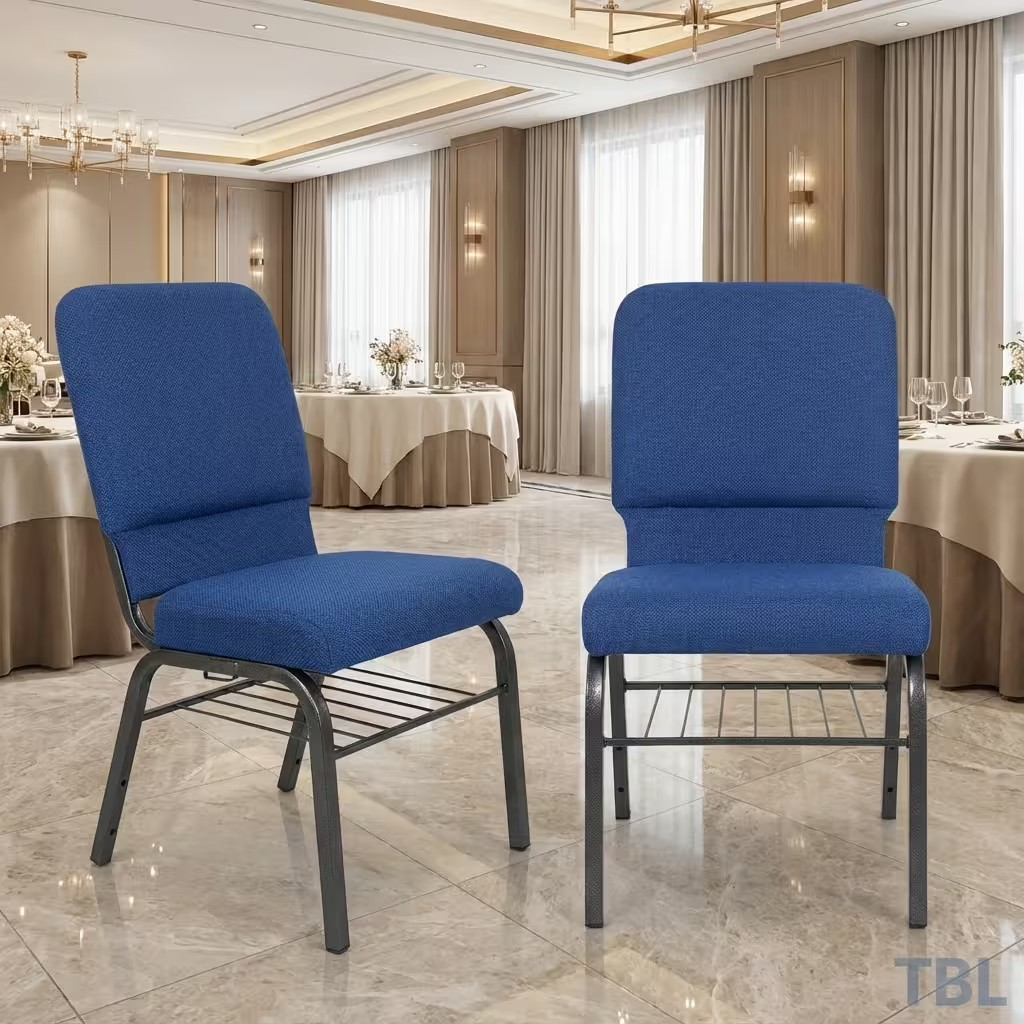 Blue Armless Office Guest Chair - Image 15